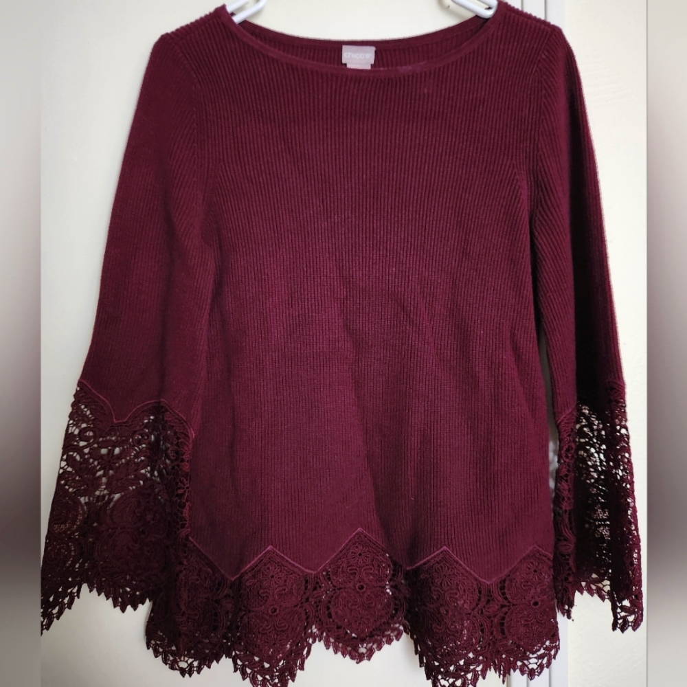 Chico's Burgundy Knitwear Blouse